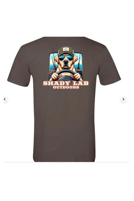 Dark Olive Green Shady Lab Outdoors Fishermen T- Shirt
