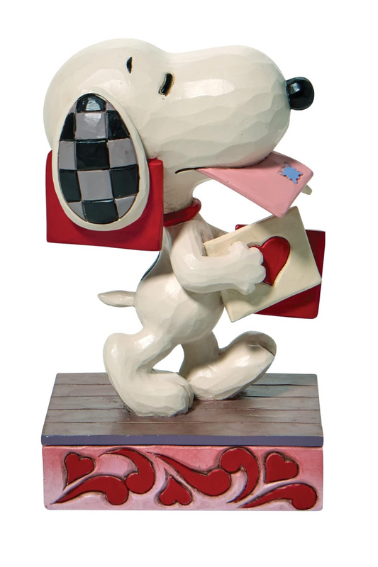 Rosy Brown Jim Shore Peanuts Snoopy Holding Valentines Figurine, 4.75 Inch, Multicolor