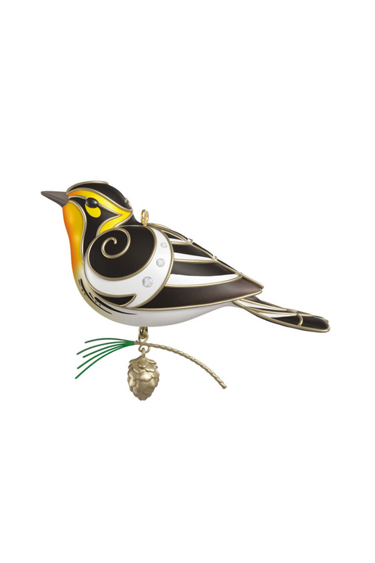 Light Gray 2025 Ornament - The Beauty of Birds Blackburnian Warbler Ornament