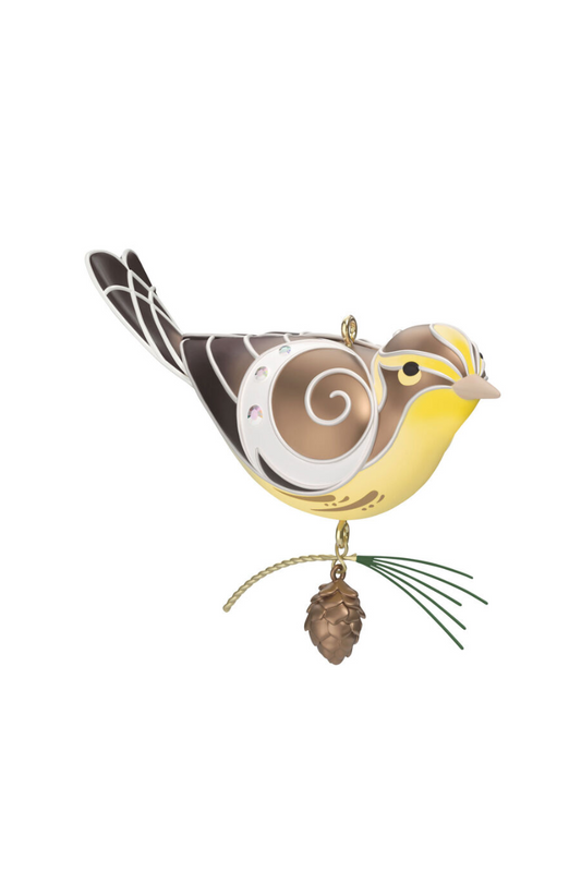 Dim Gray 2025 Ornament - The Beauty of Birds Lady Blackburnian Warbler Ornament