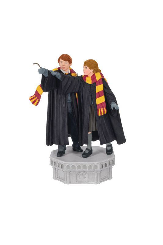 Tan 2025 Ornament - Harry Potter and the Chamber of Secrets™ Collection Ron Weasley™ and Hermione Granger™ Ornament With Light and Sound