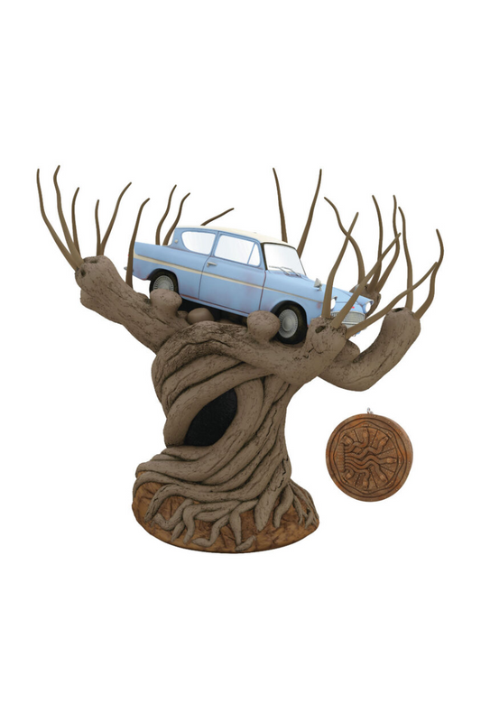 Dark Olive Green 2025 Ornament - Harry Potter and the Chamber of Secrets™ Collection Flying Ford Anglia in the Whomping Willow™ Tree Topper With Light and Sound