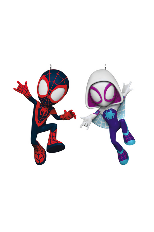 Midnight Blue 2025 Ornament - Marvel Spidey and His Amazing Friends Spin and Ghost-Spider Ornaments, Set of 2