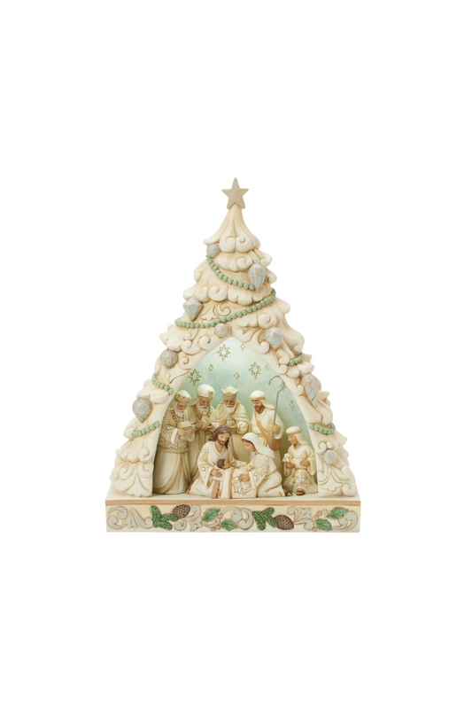 Gray Jim Shore - Woodland Tree Nativity Diorama (Tree of Light)