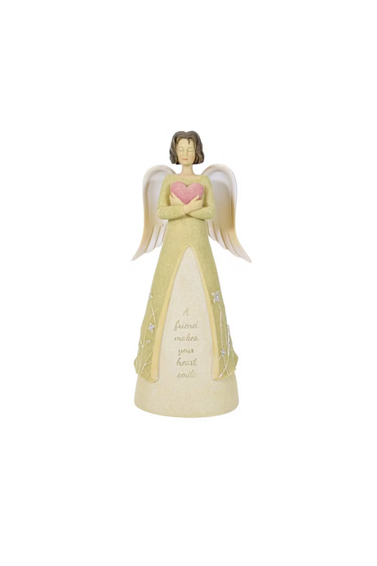 Gray Enesco Foundations Friend Makes Your Heart Smile Angel Figurine, 7.8 Inch, Multicolor