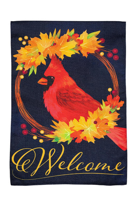 Dark Slate Gray Evergreen Cardinal Wreath Welcome Garden Flag