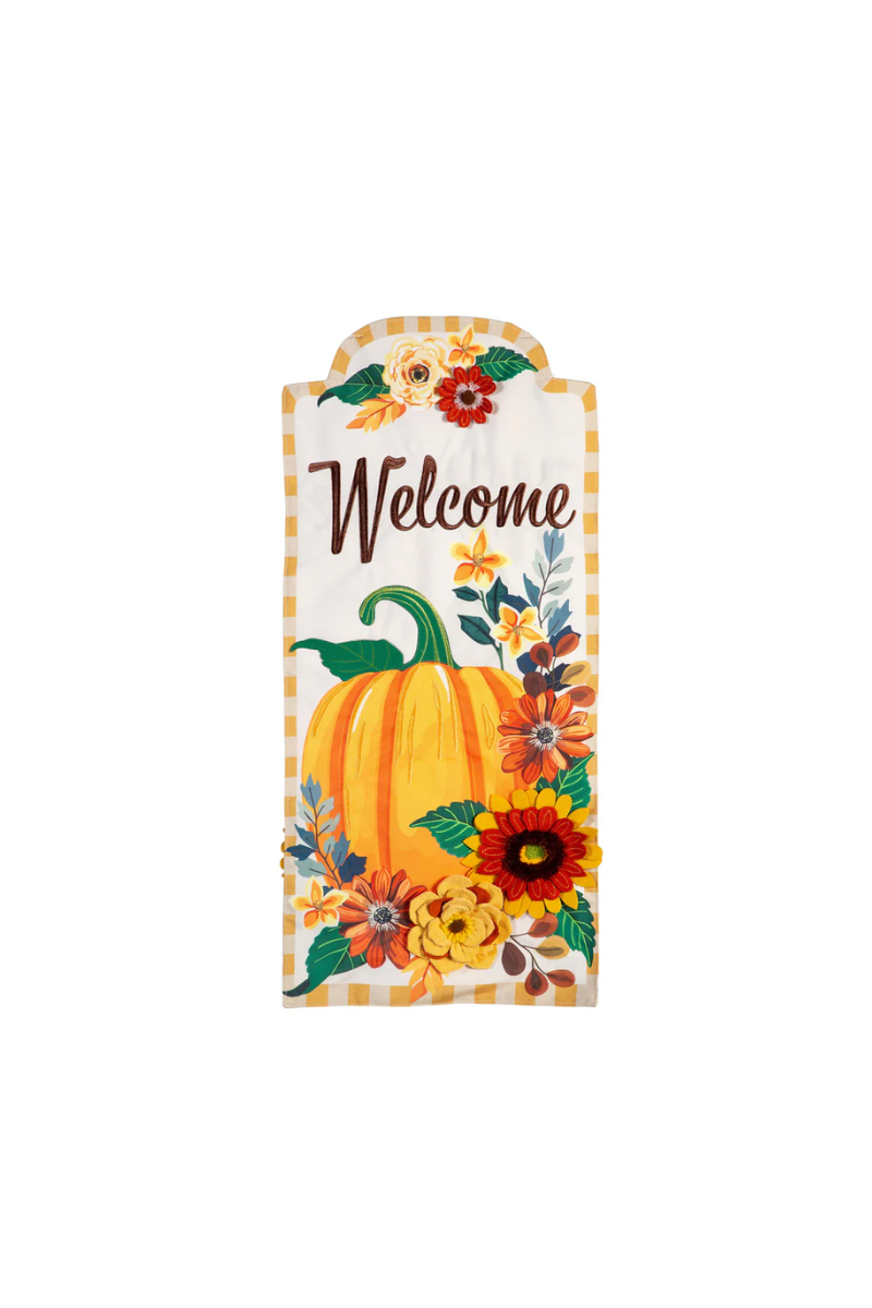 Antique White Fall Floral Pumpkin Everlasting Impressions Garden Flag