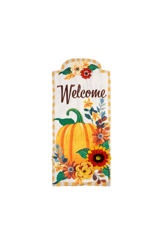 Antique White Fall Floral Pumpkin Everlasting Impressions Garden Flag