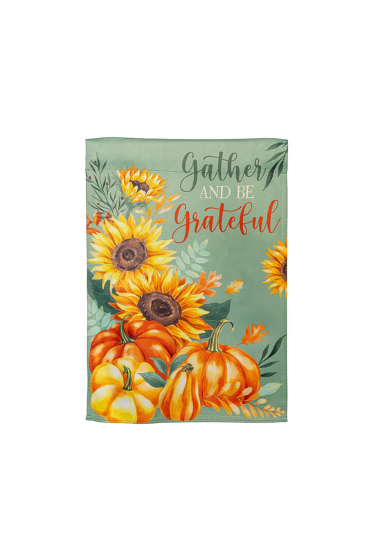 Dark Sea Green Grateful Gatherings Suede Garden Flag