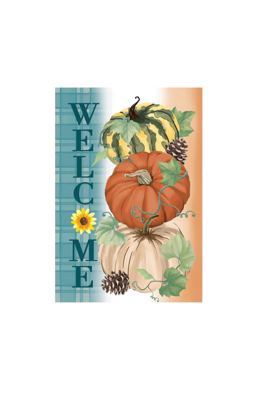 Dark Gray Pumpkin & Pine Suede Garden Flag