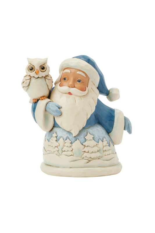 Gray Jim Shore - Blue Santa with Owl Mini