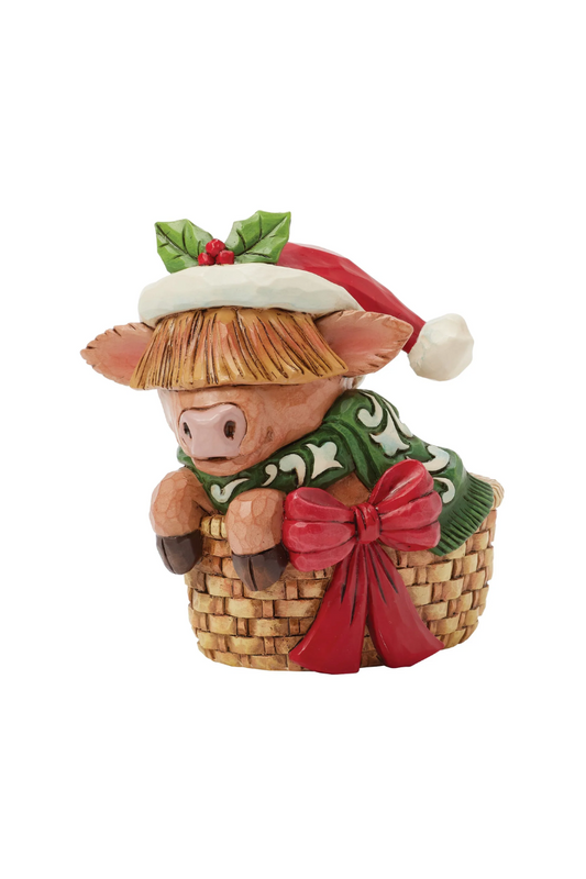 Sienna Jim Shore - Highland Cow in Basket Mini