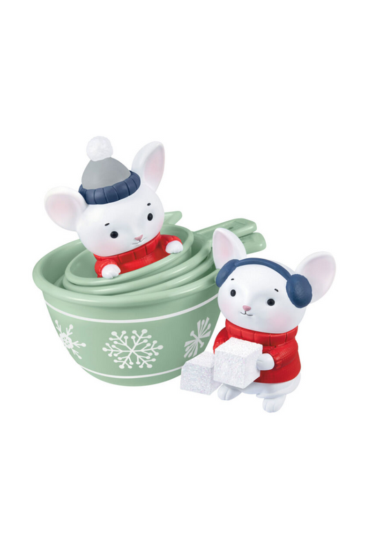 Light Gray 2025 Ornament - Merry Mice in Measuring Cups Ornament