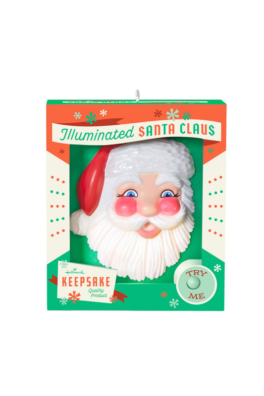 Dark Cyan 2025 Ornament - Holly Jolly Santa Ornament with Light