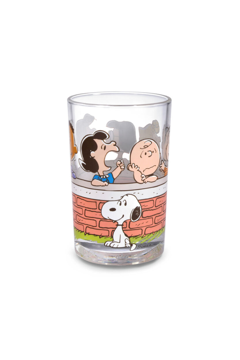 Light Gray Peanuts® Gang at Brick Wall Collectible Drinking Glass, 13.5 oz.