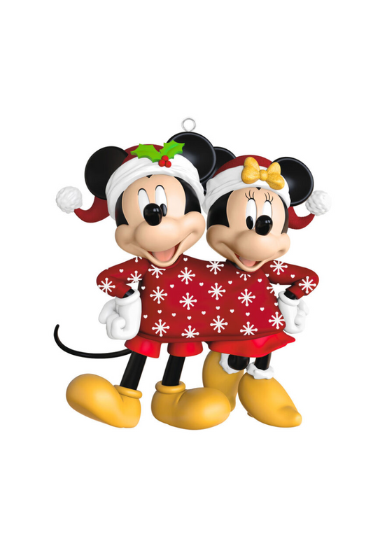 Light Gray 2025 Ornament - Disney Mickey and Minnie Sweater-Sharing Sweethearts Ornament