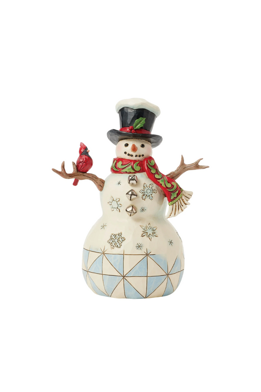 Light Gray Jim Shore - Snowman with Top Hat & Cardinal - Heartwood Creek