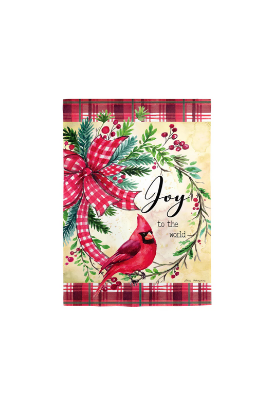 Wheat Cardinal Joy Burlap Garden Flag
