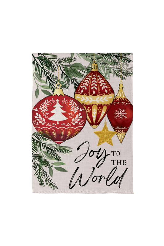 Light Gray Joy To the World Ornaments Suede Garden Flag