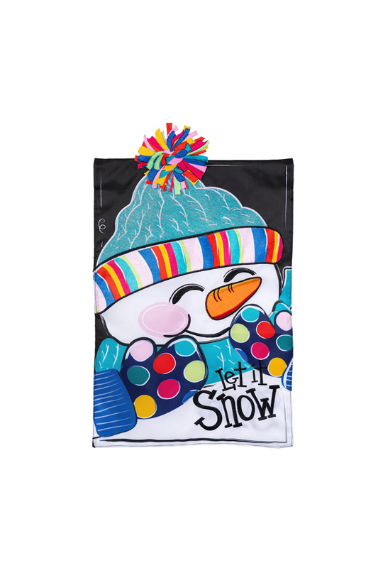 Dark Slate Gray Let It Snow-Man Applique Garden Flag