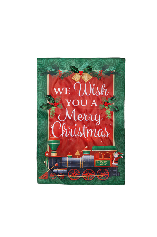Dark Slate Gray North Pole Express Applique Garden Flag