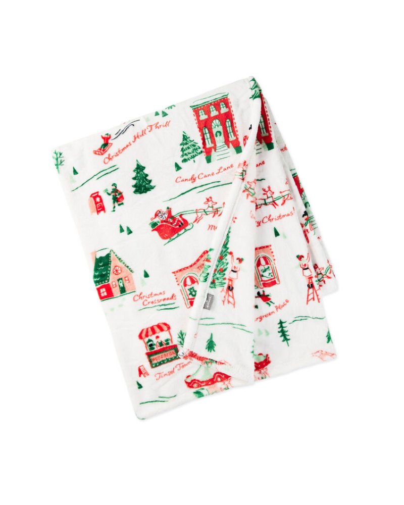 Antique White Holiday Toile Throw Blanket, 50x60