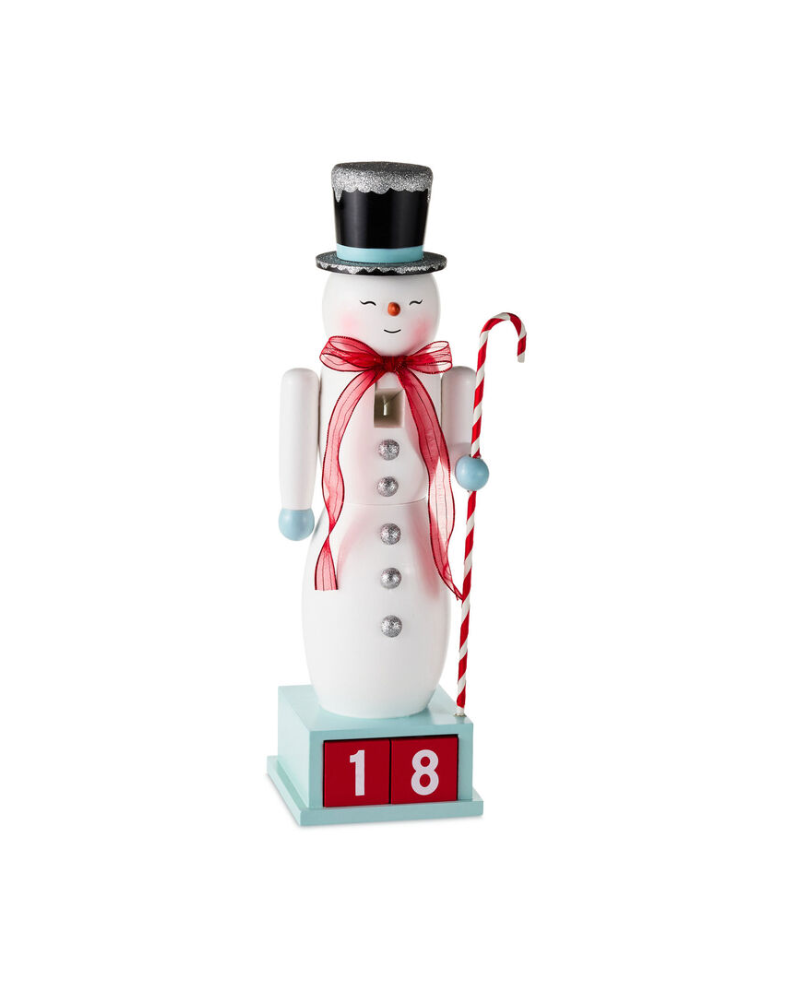 Light Gray Snowman Christmas Countdown Nutcracker Figurine 15"