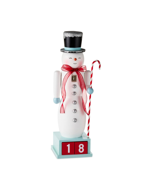 Light Gray Snowman Christmas Countdown Nutcracker Figurine 15"
