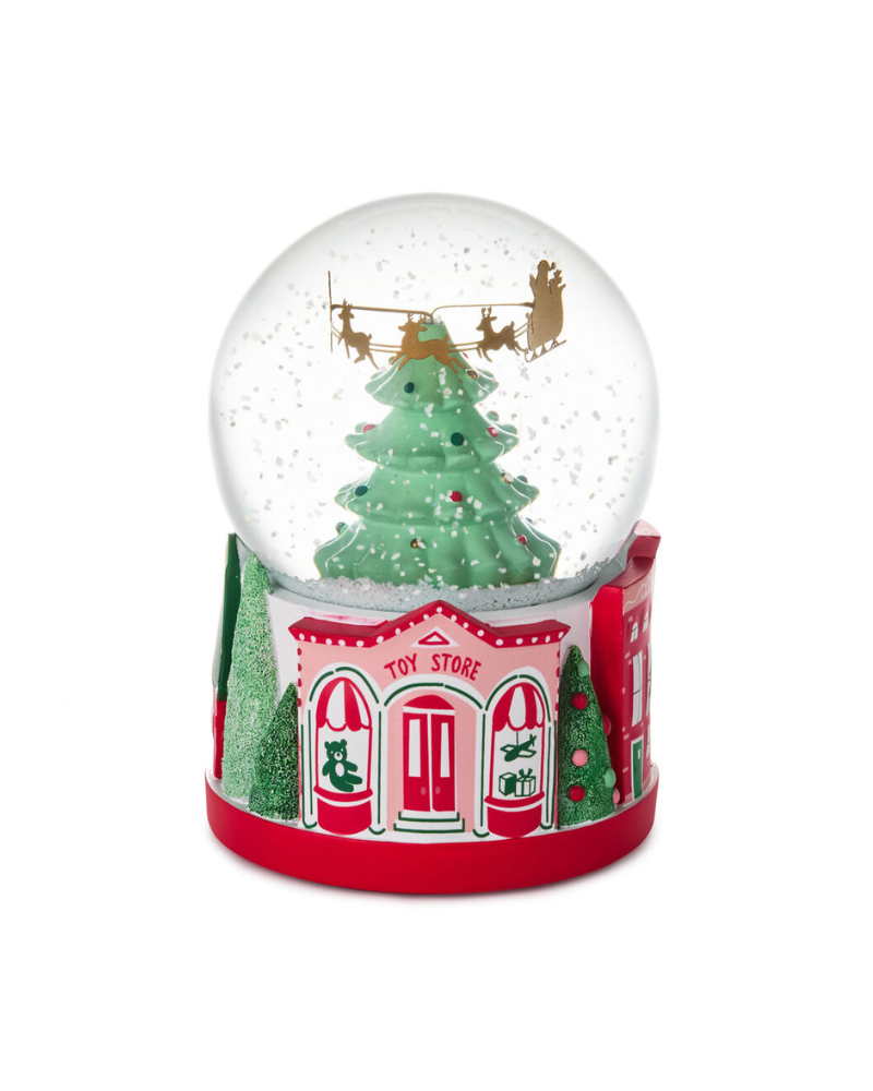 Light Gray Santa's Flight Christmas Snow Globe With Sound and Motion