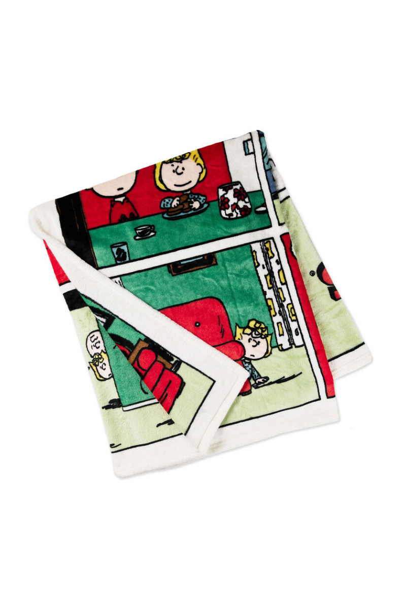 Light Gray Peanuts® Christmas Comic Strip Throw Blanket, 50x60
