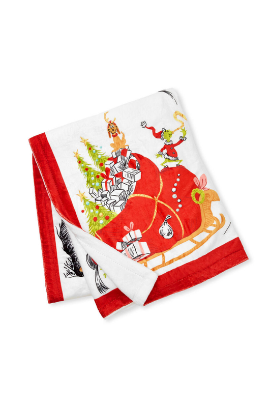 White Smoke Dr. Seuss's How the Grinch Stole Christmas! ™ Storybook Scenes Throw Blanket, 50x60