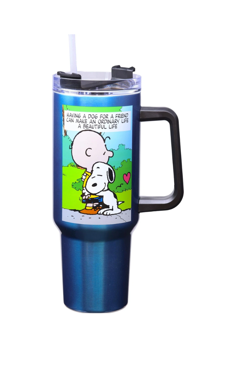 Spoontiques Peanuts Stainless Steel Travel Mug, 40oz - Double Wall Insulation...