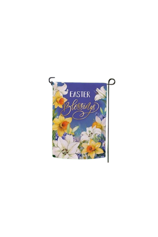 White Smoke Evergreen Blessings For Easter Suede Garden Flag