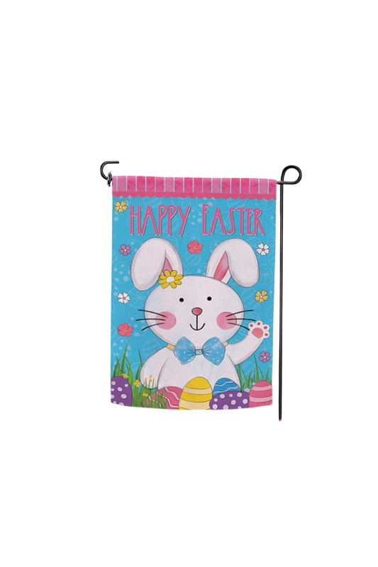 White Smoke Bowtie Bunny Suede Garden Flag