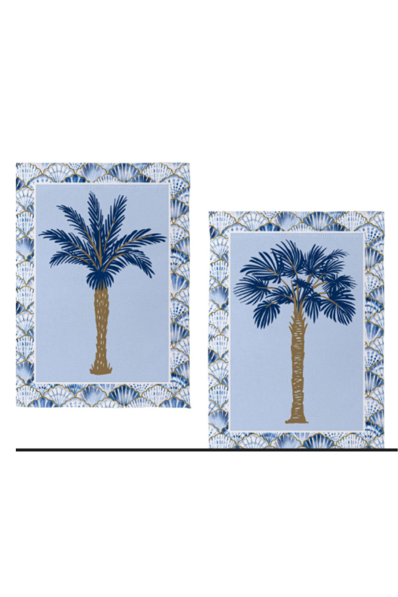 White Smoke Blue Coastal Palm Trees Double Sided Suede Garden Flag