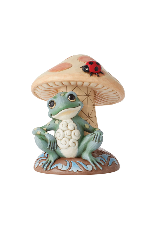 White Smoke Jim Shore - Frog Leaning on Mushroom
