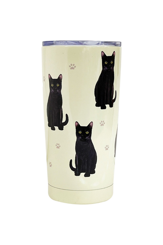 Light Gray Pets Black Cat Stainless Steel Tumbler, 20 oz.