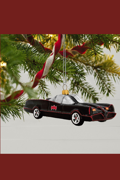 An ornament of the black and red car from Batman. 