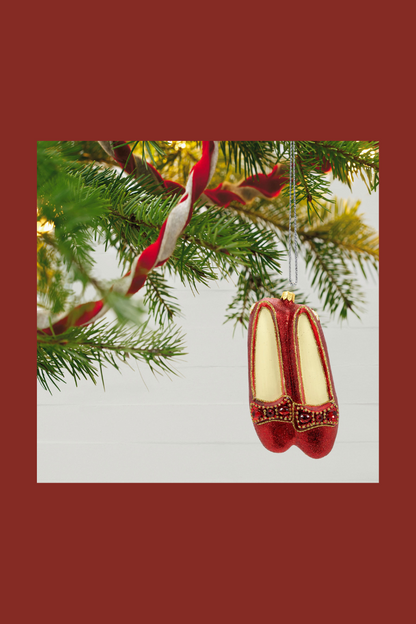 An ornament of the red shoes from The Wizard of Oz.