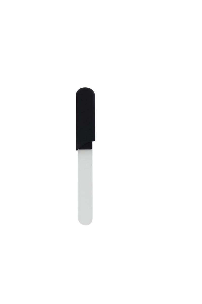 Nail file with black handle.