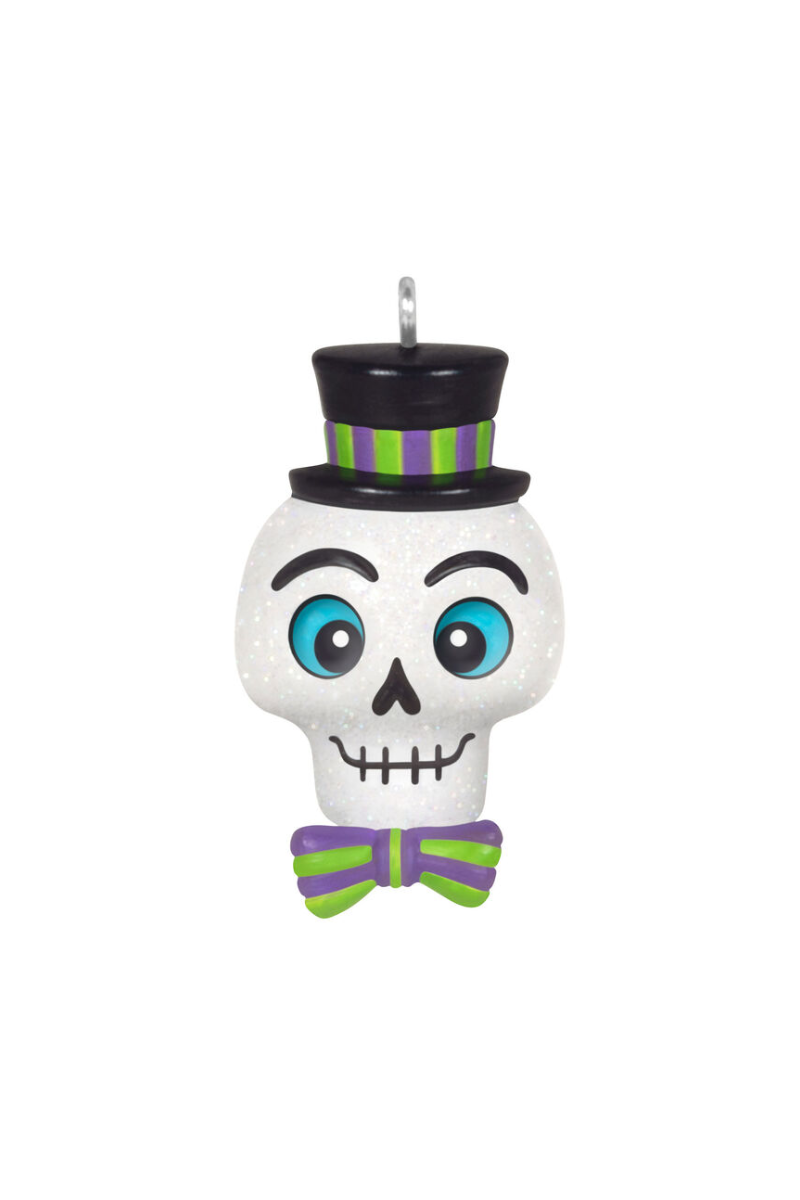 Dark Slate Gray 2025 Ornament - Mini Spooky Little Skull Ornament, 1"