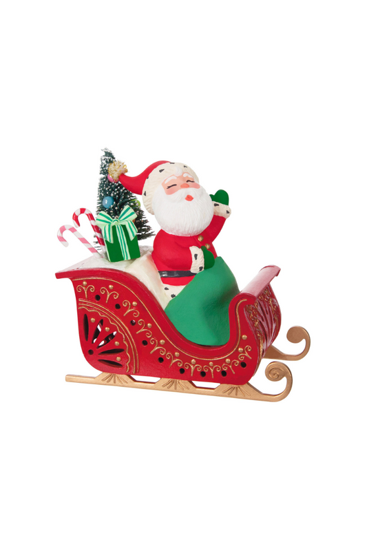 Sea Green 2025 Ornament - Mini Vintage Santa Show Toppers Musical Tree Topper with Light, 4.26”