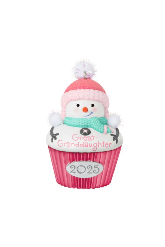 Light Gray 2025 0rnament - Great-Granddaughter Cupcake Ornament