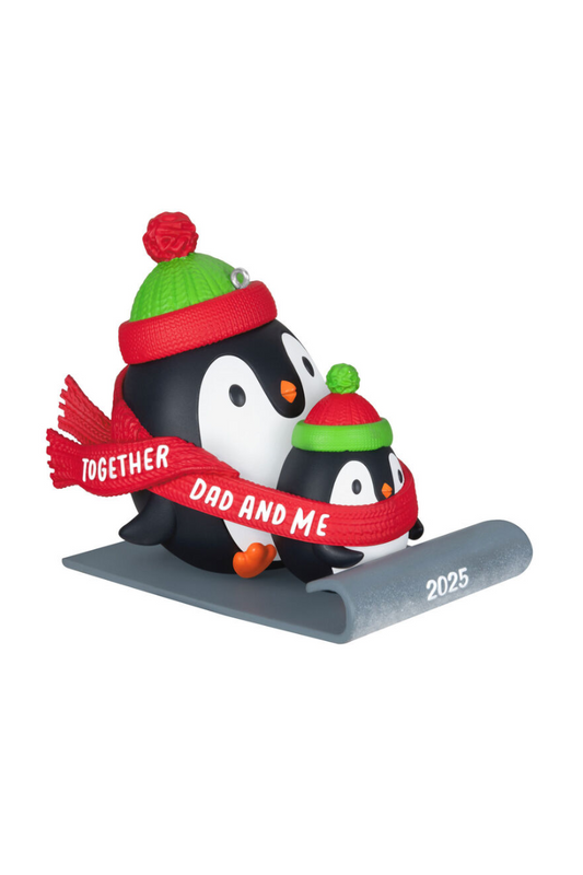 Gray 2025 Ornament - Dad & Me Penguins Sledding Ornament