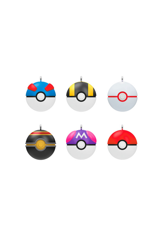 Light Gray 2025 Ornament - Mini Pokémon Poké Balls Ornaments, Set of 6