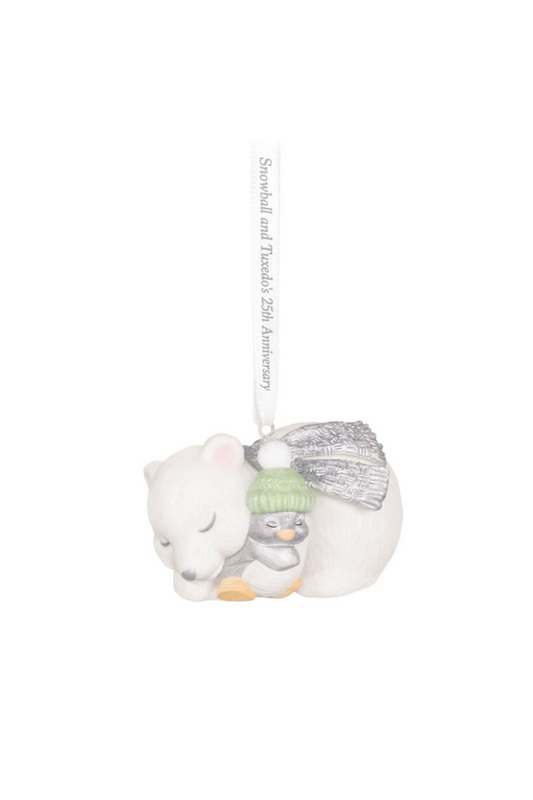 Antique White 2025 Ornament - 25th Year Snowball and Tuxedo Porcelain Ornament