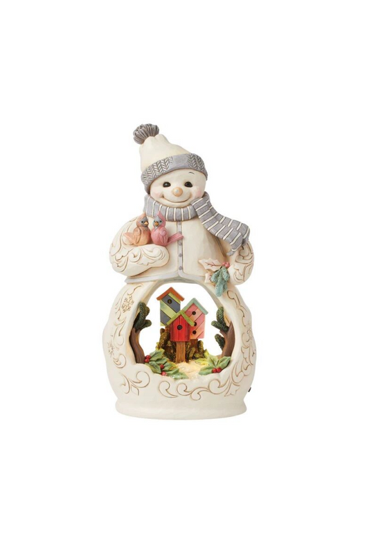 Light Gray Jim Shore - Snowman with Open Scene