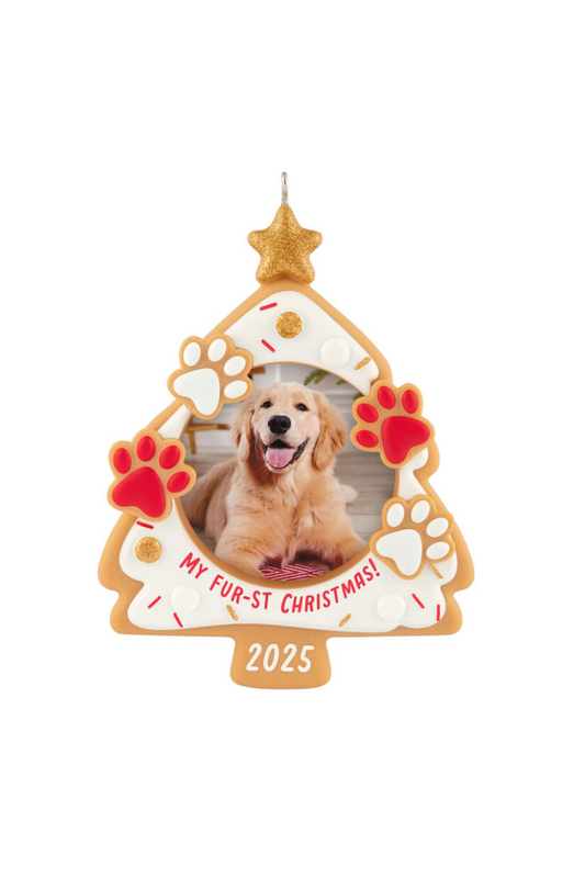 Dark Salmon 2025 Ornament - My Fur-st Christmas Photo Frame Ornament