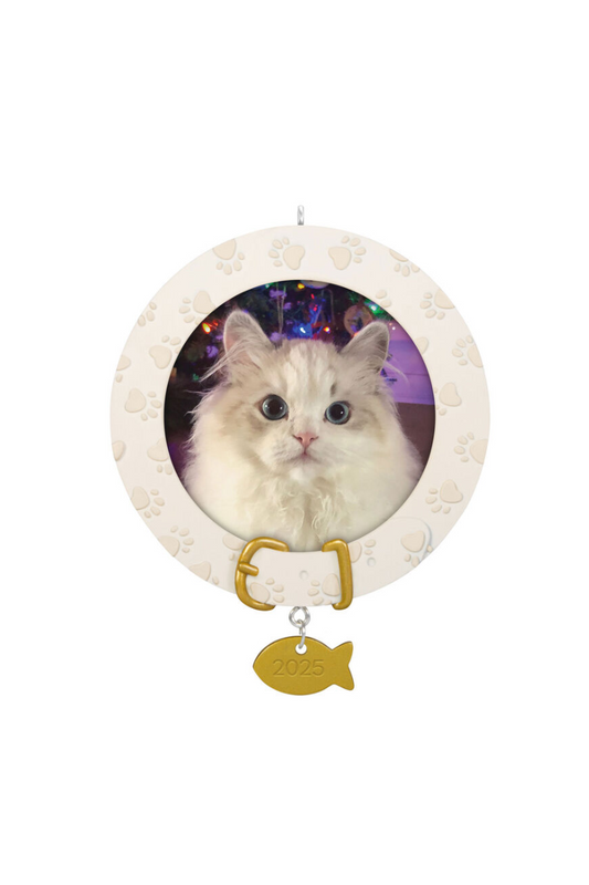 Light Gray 2025 Ornament - Furry Friend Photo Frame Ornament