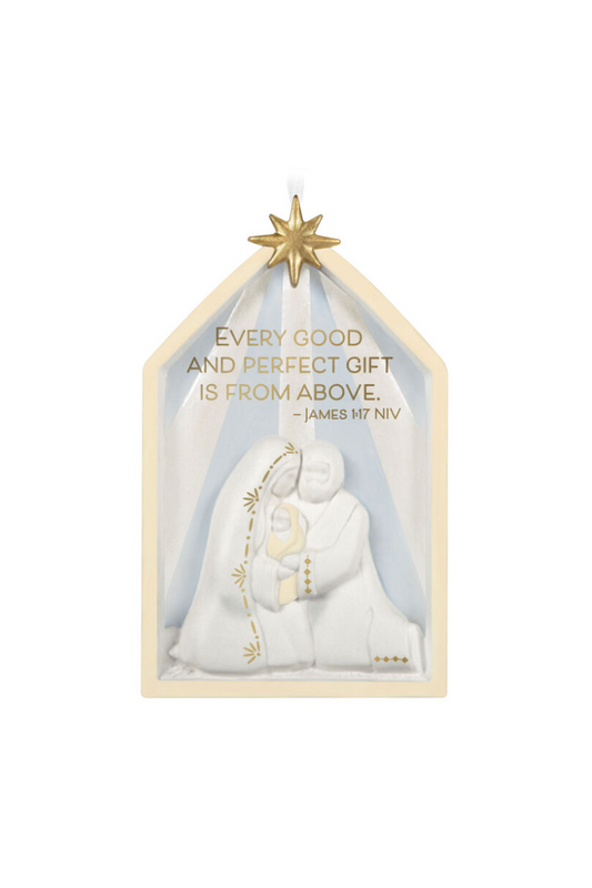 Light Gray 2025 Ornament - Gift from Above Nativity Porcelain Ornament